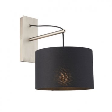 ELONGATE Wall Light In Matt Nickel With Black Shade