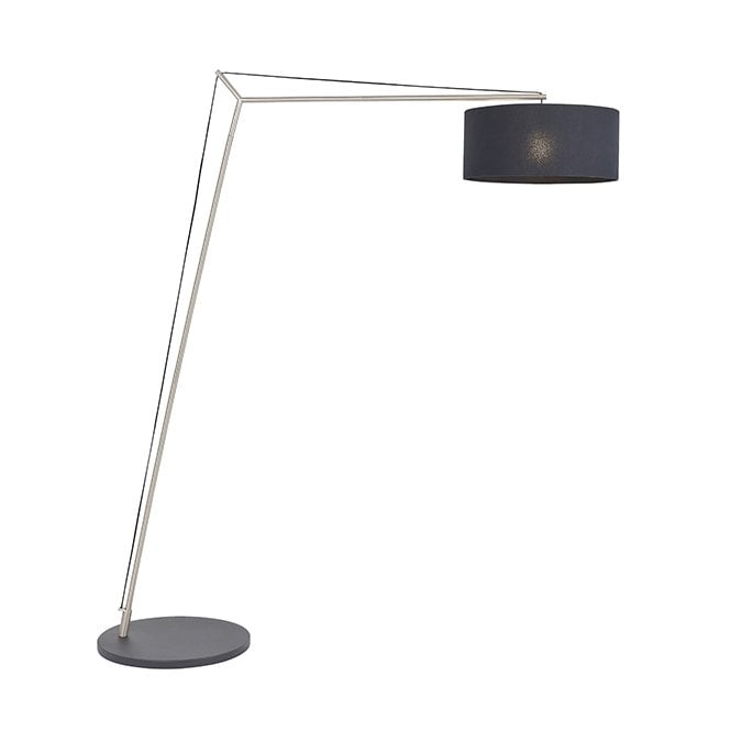 ELONGATE Xl Angular Floor Light In Matt Nickel With Black Shade