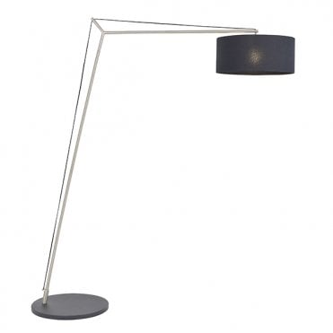 ELONGATE Xl Angular Floor Light In Matt Nickel With Black Shade