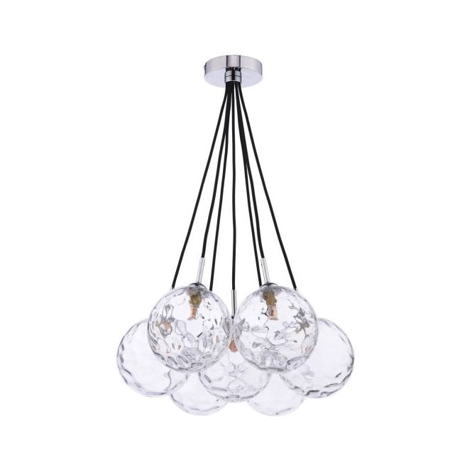 Elpis 7 Light Cluster Pendant - Polished Chrome and Dimple Glass