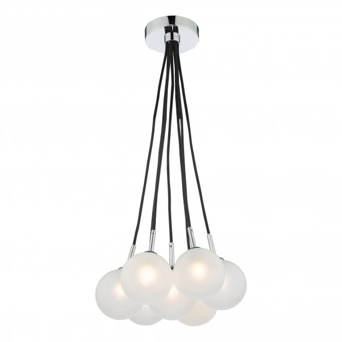 Elpis 7 Light Cluster Pendant - Polished Chrome and Opal Glass