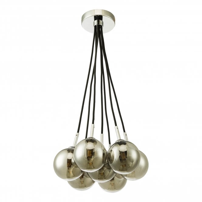 Elpis 7 Light Cluster Pendant - Polished Chrome and Smoked Glass