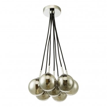 7light cluster pendant smoked glass shades