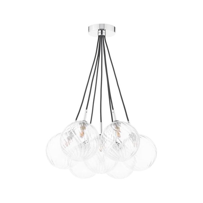 Elpis 7 Light Cluster Pendant - Polished Chrome and Twisted Glass