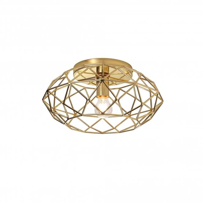 EMMA 1 Light Ceiling Flush Light Polished Brass