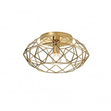 EMMA 1 Light Ceiling Flush Light Polished Brass