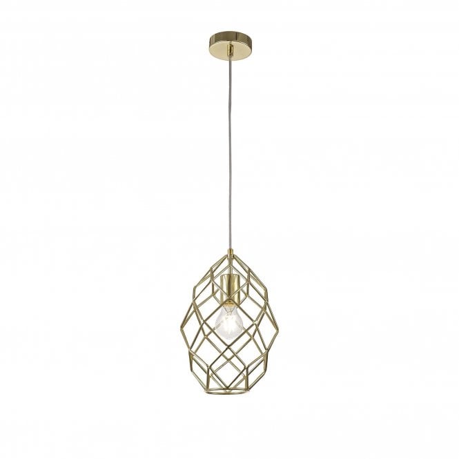 EMMA Polished Brass Geometric Cage Ceiling Pendant