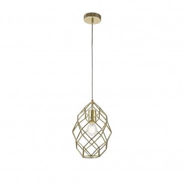 EMMA Polished Brass Geometric Cage Ceiling Pendant