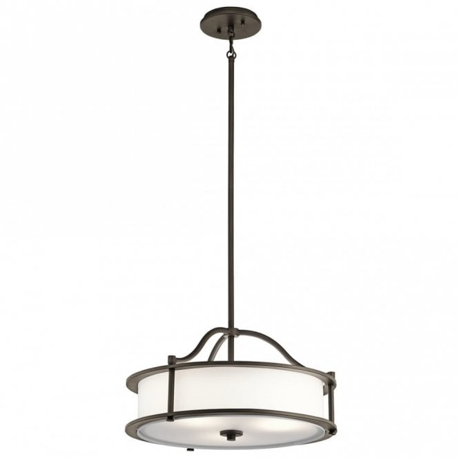 EMORY - 3 Light Ceiling Pendant or Semi-Flush Olde Bronze and White