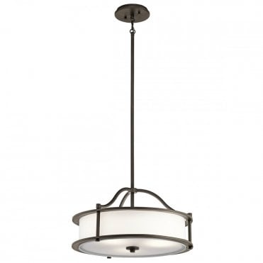 EMORY - 3 Light Ceiling Pendant or Semi-Flush Olde Bronze and White