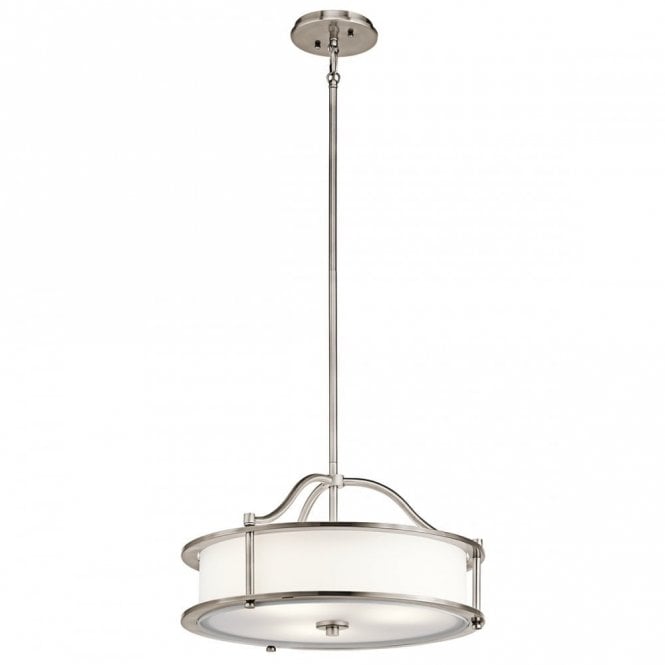 EMORY - 3 Light Ceiling Pendant or Semi-Flush Pewter and White