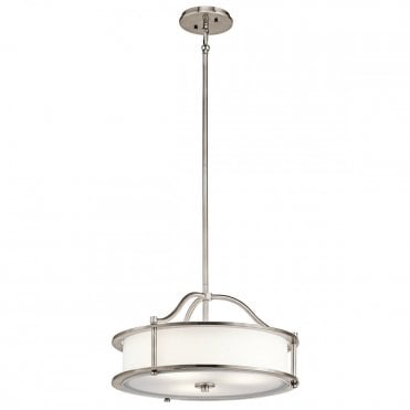 EMORY - 3 Light Ceiling Pendant or Semi-Flush Pewter and White