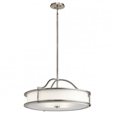 EMORY - 4 Light Ceiling Pendant or Semi-Flush Pewter and White