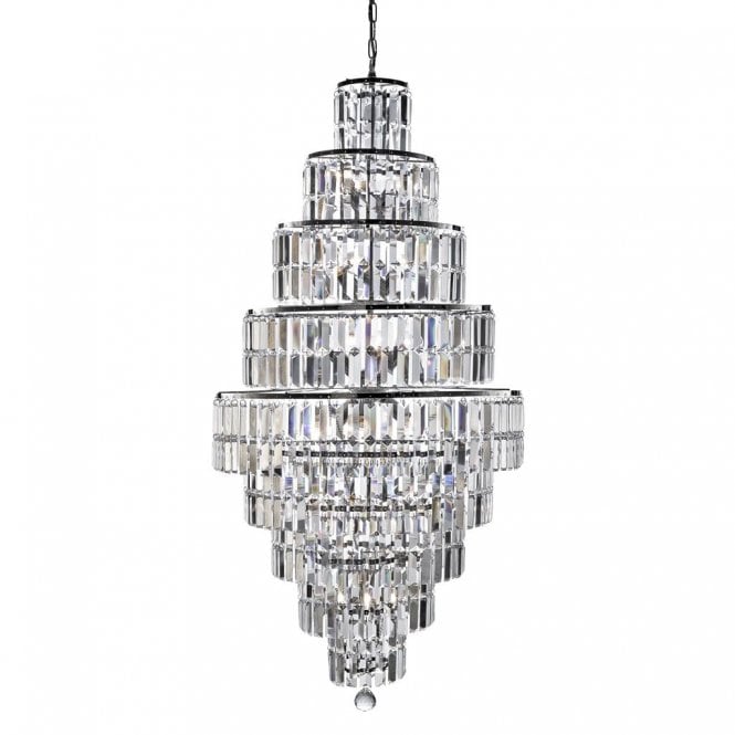 EMPIRE - 13 Light Tiered Chandelier Chrome With Clear Crystals