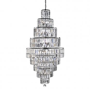 EMPIRE - 13 Light Tiered Chandelier Chrome With Clear Crystals