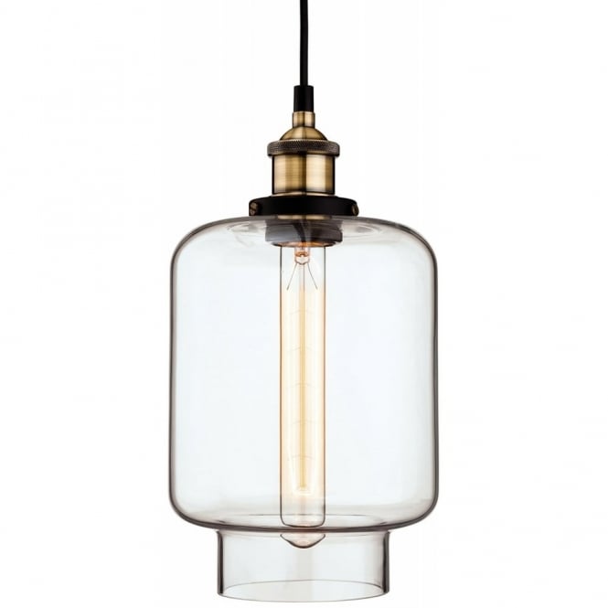 EMPIRE - Antique Brass With Clear Glass Ceiling Pendant in Antique Brass, Clear