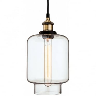EMPIRE - Antique Brass With Clear Glass Ceiling Pendant in Antique Brass, Clear