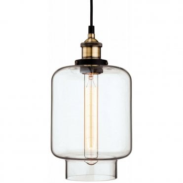 EMPIRE - Antique Brass With Clear Glass Ceiling Pendant in Antique Brass, Clear
