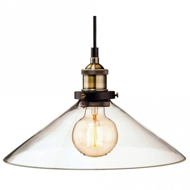 EMPIRE - Antique Brass With Clear Glass Ceiling Pendant Industrial