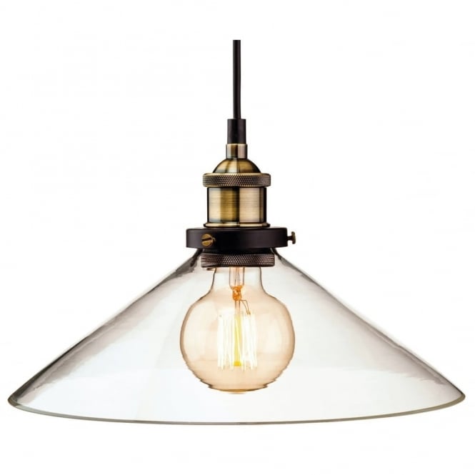 EMPIRE - Antique Brass With Clear Glass Ceiling Pendant Industrial