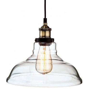 EMPIRE - Antique Brass With Clear Glass Ceiling Pendant