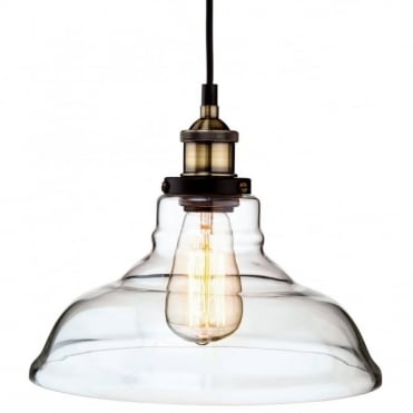 EMPIRE - Antique Brass With Clear Glass Ceiling Pendant