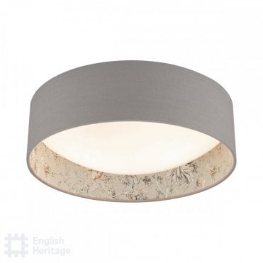 taupe shaded flush light with floral lining