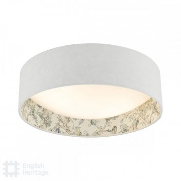 ivory ceiling flush light with floral inner shade