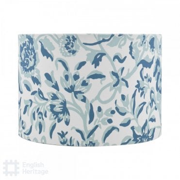 cotton drum shade with blue sprigs design