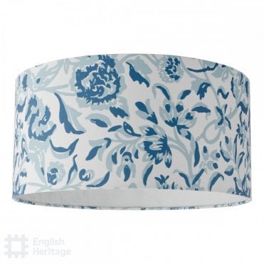 blue floral cotton drum shade