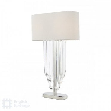 crystal art deco table lamp with cream shade