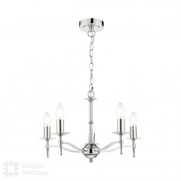 polished nickel 5 armed candelabra chandelier
