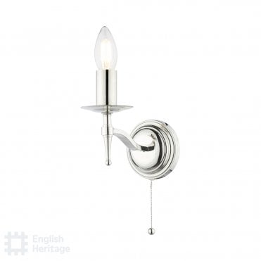 polished nickel candlestick style wall light
