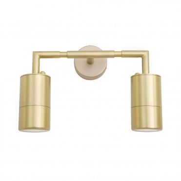 Double Bathroom Wall Light | Natural Brass, GU10 Spotlight Style