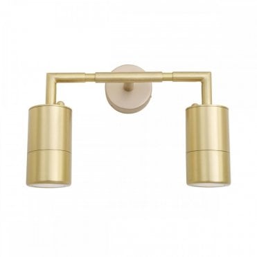 ENNIS Double Bathroom Wall Light | Natural Brass, GU10 Spotlight Style