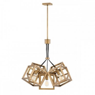 5 light caged cluster pendant in brushed bronze