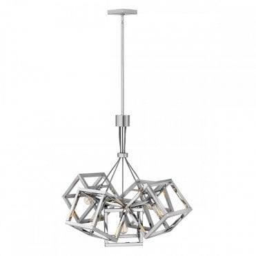5 light caged cluster pendant in nickel