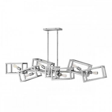 6 light caged ceiling pendant in polished nickel