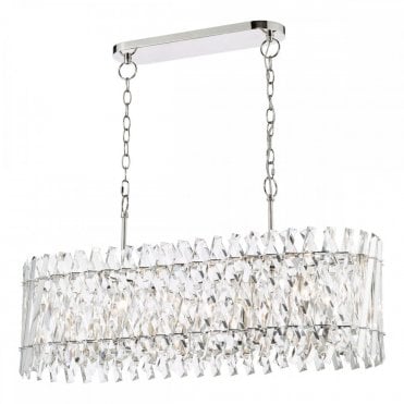 Entwine 8 Light Pendant in Polished Nickel with Criss-Cross Faceted Crystal – Luxury Ceiling Light
