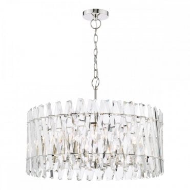 Entwine 8 Light Pendant in Polished Nickel with Criss-Cross Faceted Crystal – Modern Ceiling Light from Lighting and Lights