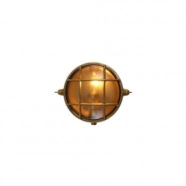 ERGO - Exterior Marine Round Small Bulkhead In Antique Brass
