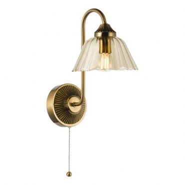 antique bronze wall light with amber glass shade