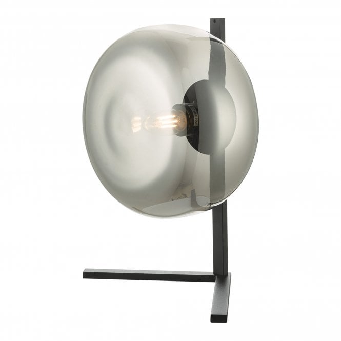 ERLA Table Lamp Smoked Glass Shade with Matte Black Corner Frame