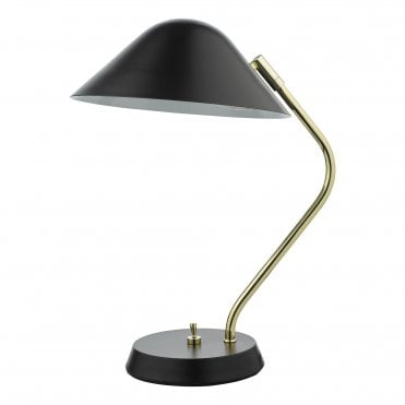 black table lamp with polished brass