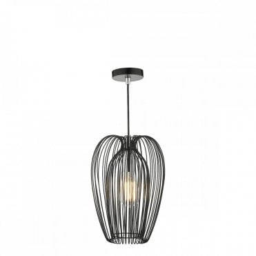 Ero 1 Black Wire Single Pendant Ceiling Light