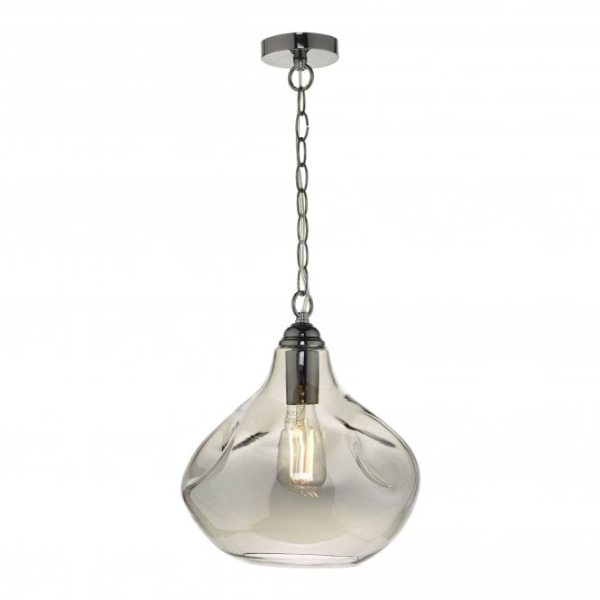 ESAROSA Ceiling Pendant Black Chrome with Organic Shaped Smoked Glass