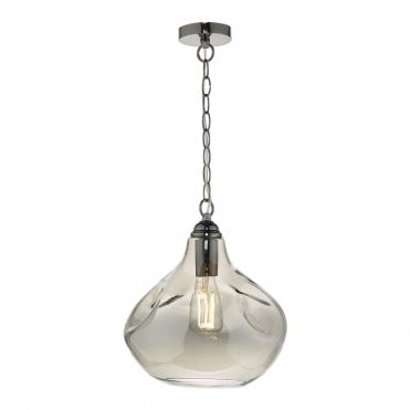 ESAROSA Ceiling Pendant Black Chrome with Organic Shaped Smoked Glass