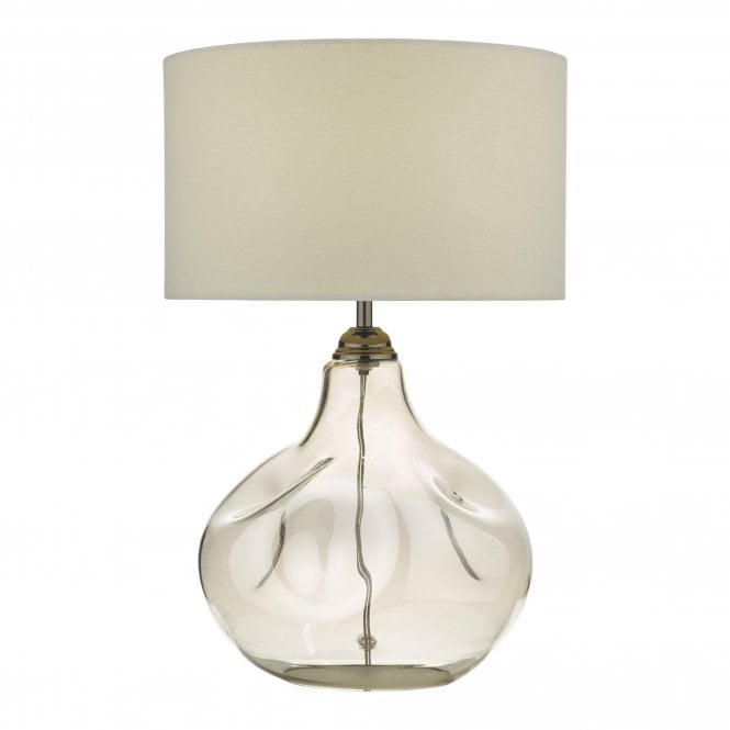 ESAROSA Table Lamp Freeform Smoked Glass With Drum Lamp Shade
