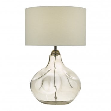 ESAROSA Table Lamp Freeform Smoked Glass With Drum Lamp Shade