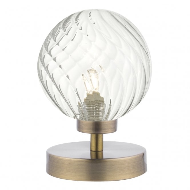 ESBEN Touch Table Lamp Antique Brass With Twisted Glass